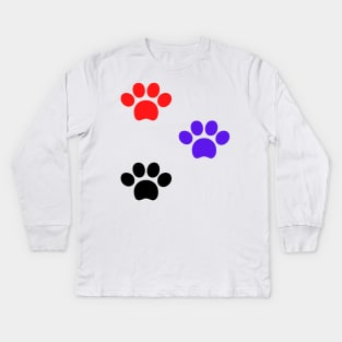 blue red black dog paws design Kids Long Sleeve T-Shirt